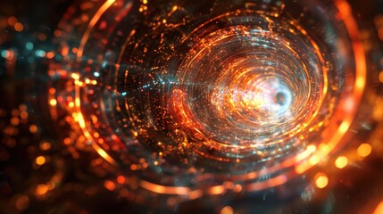 Obraz premium Abstract representation of energetic vortex symbolizing varying states of mind and consciousness in a vibrant digital landscape