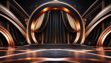 Black golden ceremony award stage venue background.