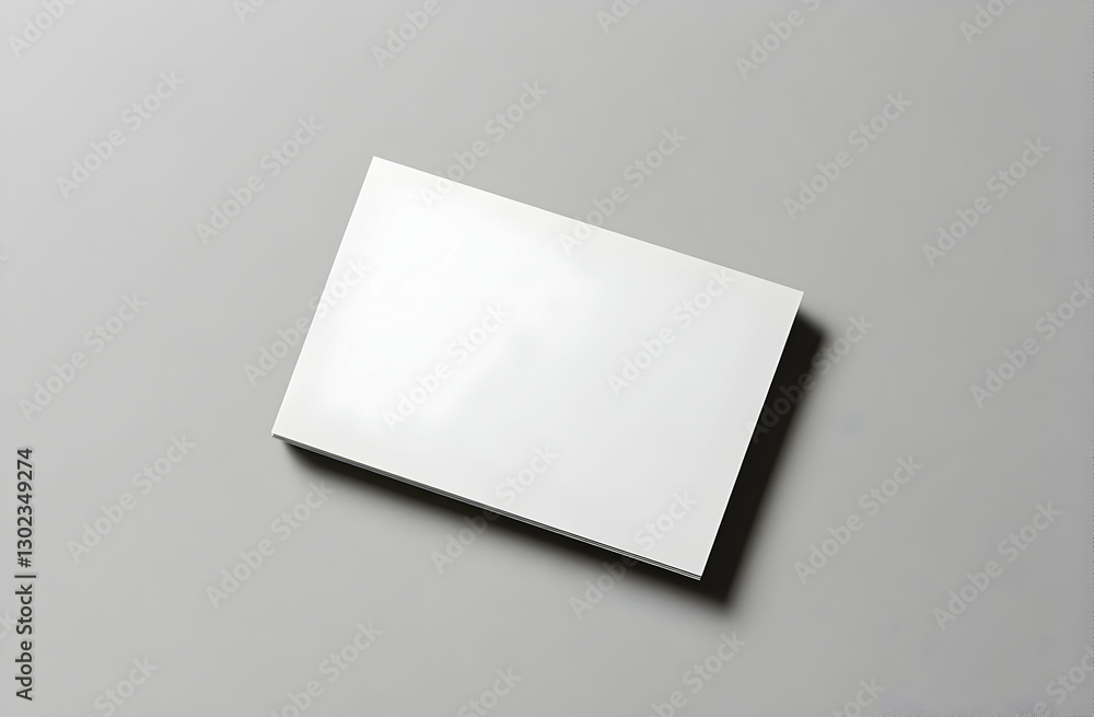 Poster clean minimalist mockup featuring a stack of white paper sheets on a soft gray background, ideal for