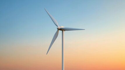 Obraz premium Wind turbine against a colorful sky at sunset. Clean energy concept.