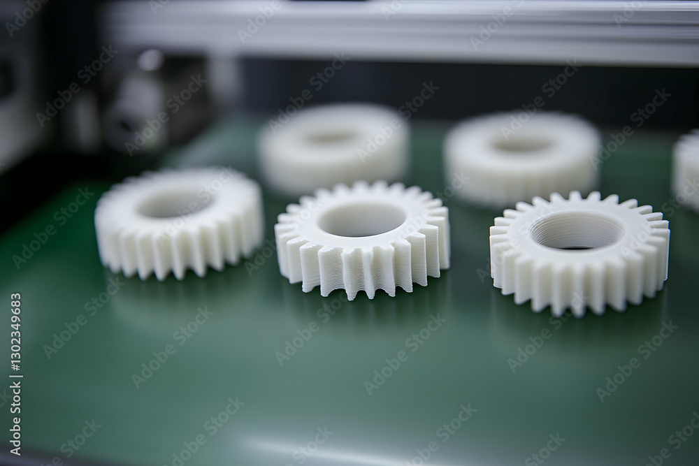 Poster close-up image of 3d printed gears displaying precision and innovation in manufacturing processes an
