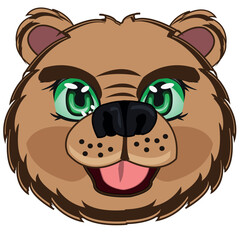 Portrait bear on white background is insulated