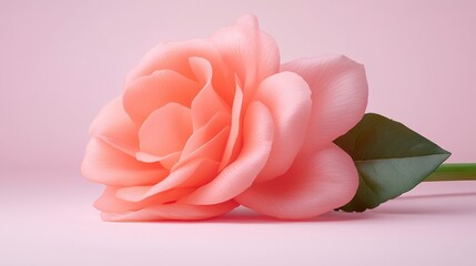 Peach Rose on Pink Background Soft Lighting and Textured Petals