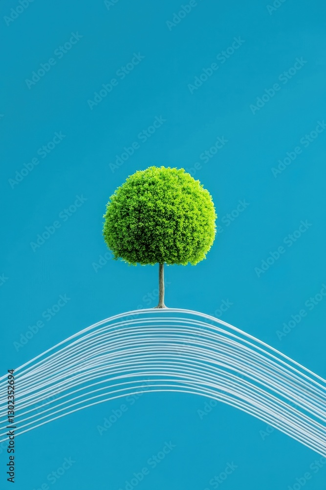 Poster a surreal landscape where trees grow based on different lines of thought, critical thinking skills