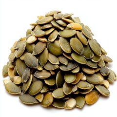 Pile Of Pumpkin Seeds On White Background