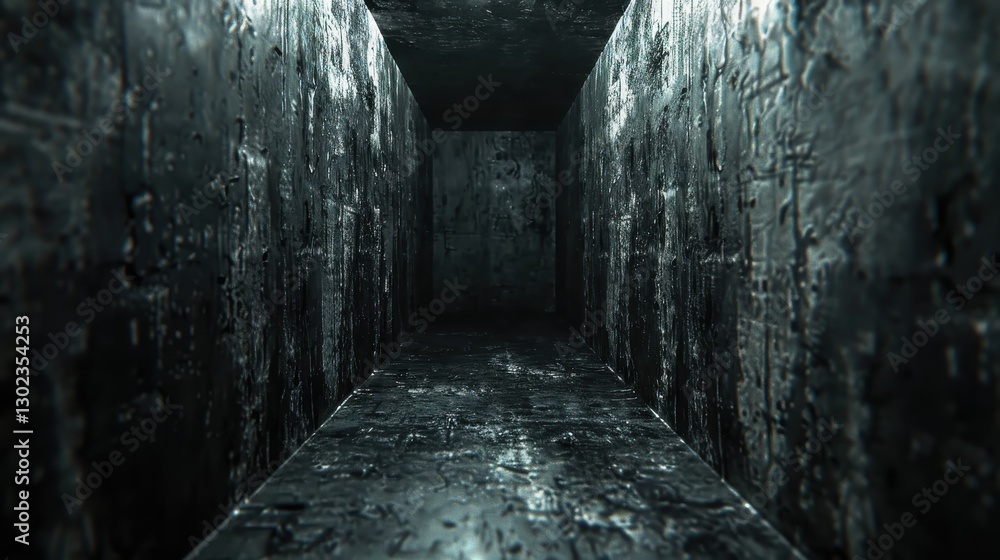 Poster abstract dark passageway of uncertainty and reflection in a minimalist environment