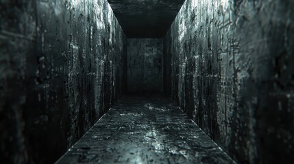 Obraz premium Abstract Dark Passageway of Uncertainty and Reflection in a Minimalist Environment