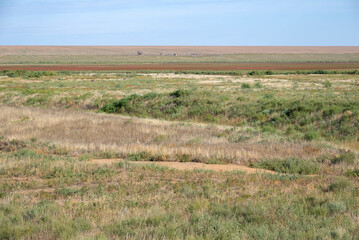 Autumn in the endless steppes of Kalmykia, Russia