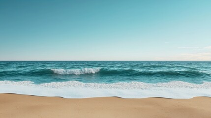 Obraz premium Beautiful beach with turquoise water and blue sky. Summer vacation concept.