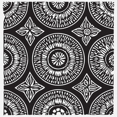 Seamless floral pattern with one line flowers. Vector hand drawn illustration.

