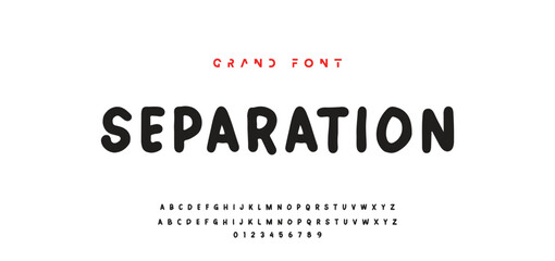 Children's bright cartoon font. ABC letters and numbers are painted creatively. Bright shiny alphabet. Cut out of paper. For birthday cards, banners, and posters. Vector