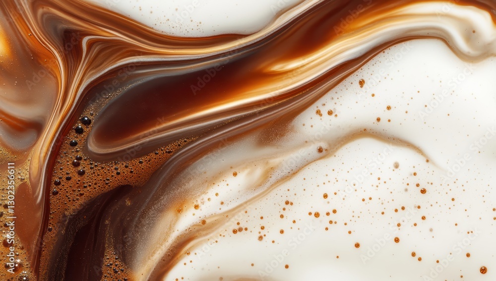 Aufkleber abstract fluid art of rich brown and creamy white swirls creating a mesmerizing visual of texture an