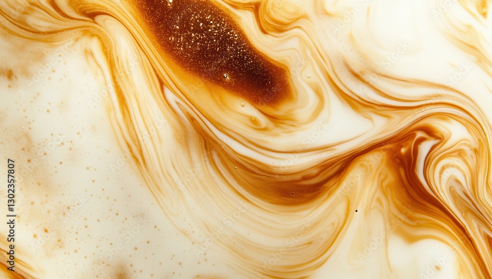 Poster abstract swirls of creamy coffee and golden caramel colors creating a smooth, visually stunning text