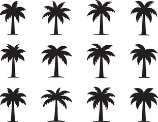 Obraz premium palm trees set. Palm Trees silhouette icon set