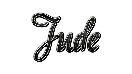 black metal 3d design of name Jude on white background.