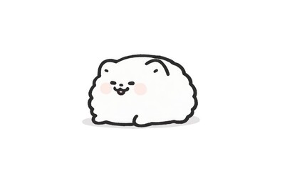 Cute fluffy cartoon Pomeranian dog sitting happily in white background