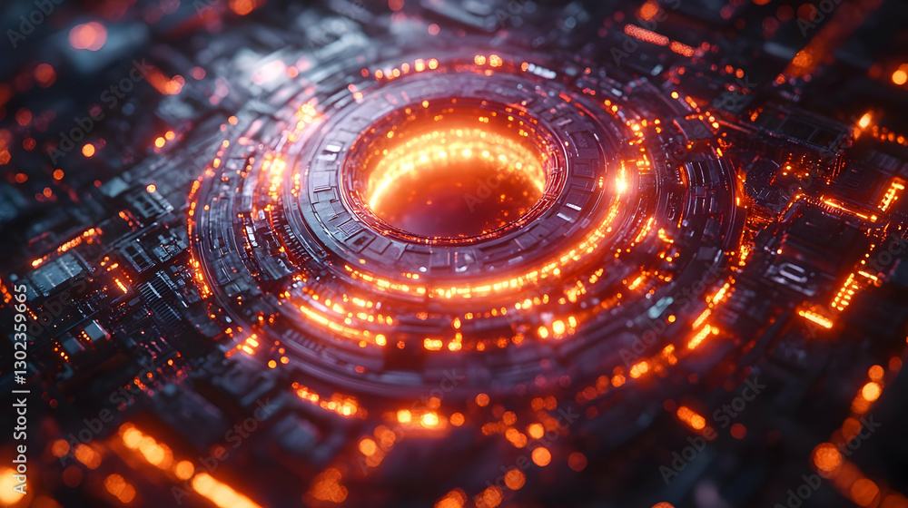 Aufkleber abstract glowing circular pattern on circuit board