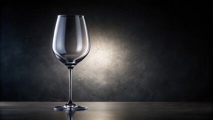 Elegant wine glass standing alone on a dark background, glassware, beverage container