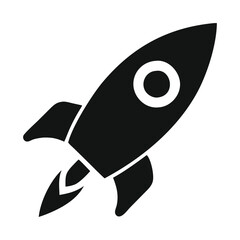 Obraz premium Black and White Silhouette of a Rocket in Flight