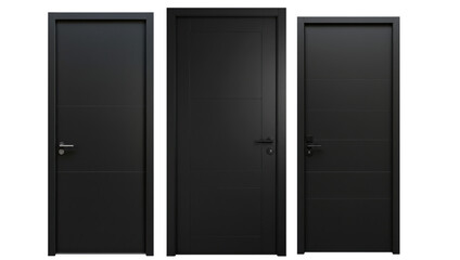 set of black contemporary steel door isolated