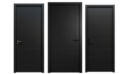 set of black contemporary steel door isolated