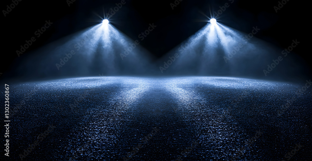 Poster dramatic illumination with stage lighting creates an immersive atmosphere, enhancing the visual impa