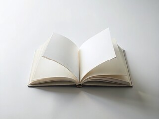 Blank Open Book, White Pages,  Clean Mockup for Design,  Perfect for Education or Literature Projects