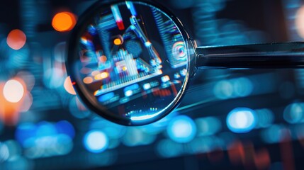 Close-up of laptop screen with search bar and magnifying glass icon, representing online privacy and data security concerns in digital age.