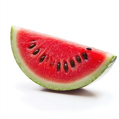 Juicy watermelon slice with seeds isolated on white background