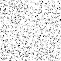 Clouds and sun doodle seamless pattern