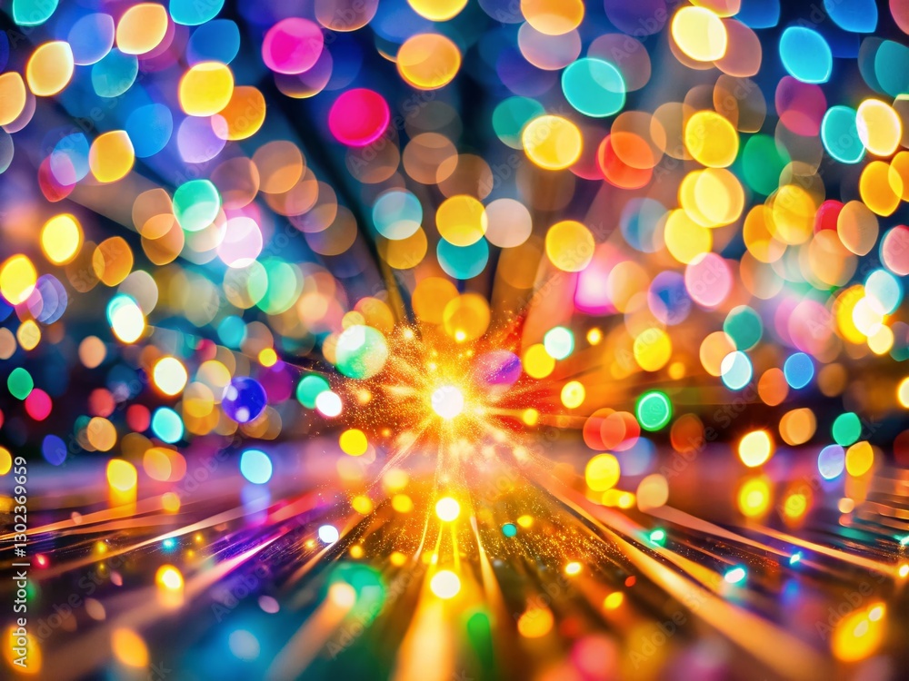Poster bokeh zoom effect: abstract blurred lights background