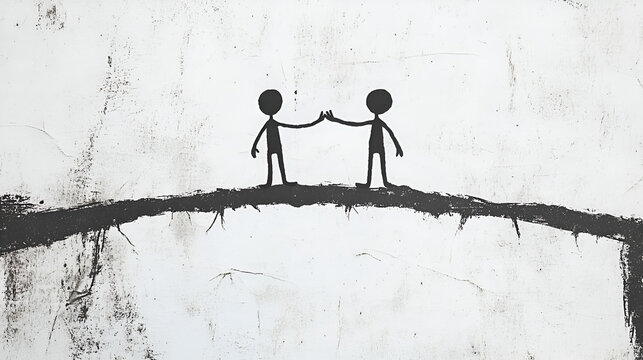 Building Bridges Between People Illustration,Symbolic Connection Across Divide