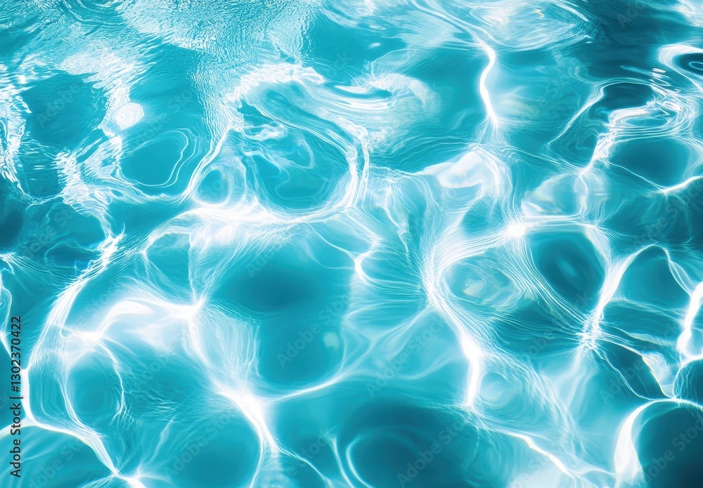 Aufkleber bright and clear tinted water surface with sunlight reflections creating textured patterns in cool t