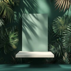 nature digital background, empty product stand, shadow enviroment, luxe, eco colors, photorealistic, suitable for product placement