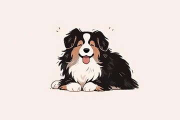 Cute Cartoon Illustration of a Happy Dog Sitting on a Light Background