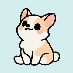 Adorable Cute Cartoon Dog with Big Eyes and Fluffy Ears Sitting Happily on a Soft Pastel Background Perfect for Stickers Digital Art and Merchandise Design