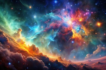 Fototapeta premium Breathtaking High-Resolution Stellar Field Nebula Stock Photo - Cosmic Dust and Gas Clouds