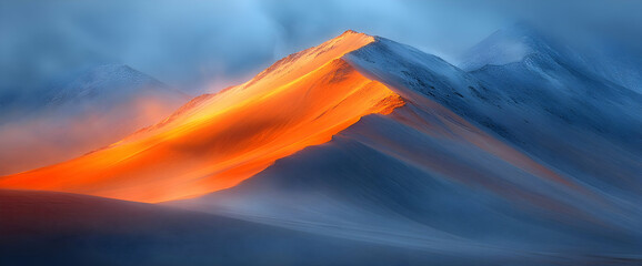 Snowy Mountain Peak At Sunrise