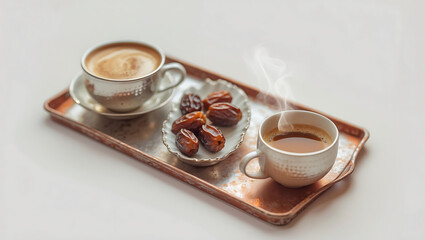 Ramadan, Turkish coffee and dates zinc tray
