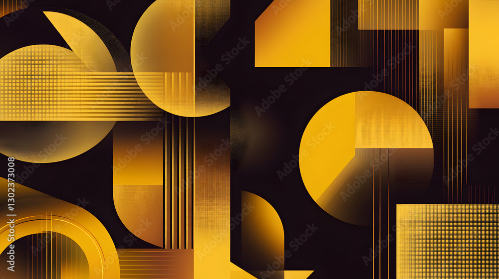 Poster golden geometry, a modern abstract composition with harmonious shapes and textural elements that evo