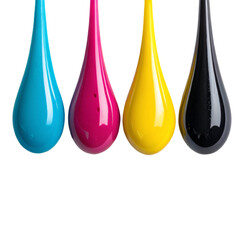 CMYK concept with colored drops 3D rendering isolated