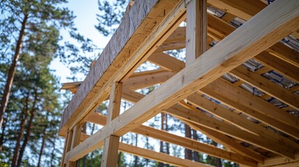 Obraz premium Wooden frame of a new house under construction