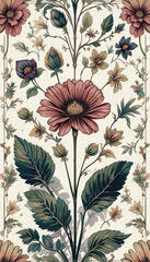 Botanical pattern . Art Nouveau pattern for wallpapers, covers, wall decorations. Oil paint