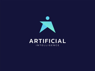 Artificial intelligence with letter A overlapping triangle shapes technology Analysis logo vector design concept. AI technology logotype symbol for advance technology, tech company, identity, ui, web.