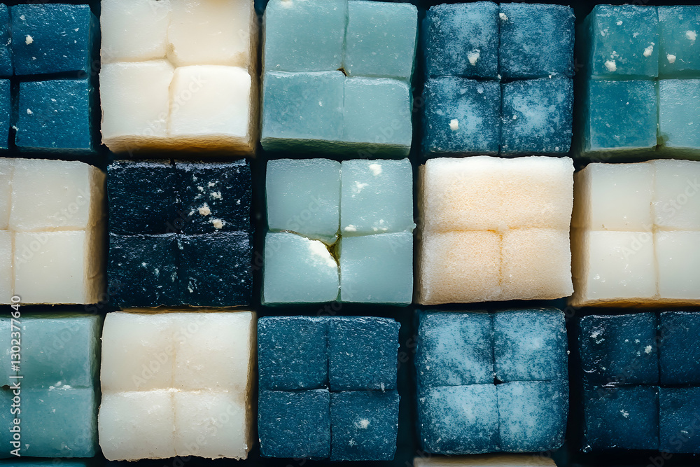 Poster macro photograph of colorful cubes, an abstract composition of textures, tones, and geometric forms 