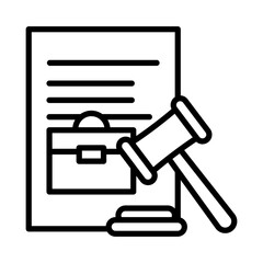 Image icon of a document with work rules written on it. The document has a bag written on it. There are gavels around it.
