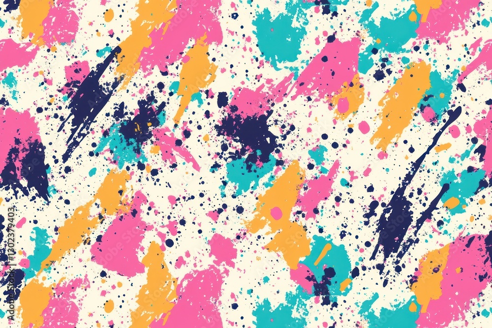 Poster splatter-style abstract texture in vibrant hues for a seamless pattern design.
