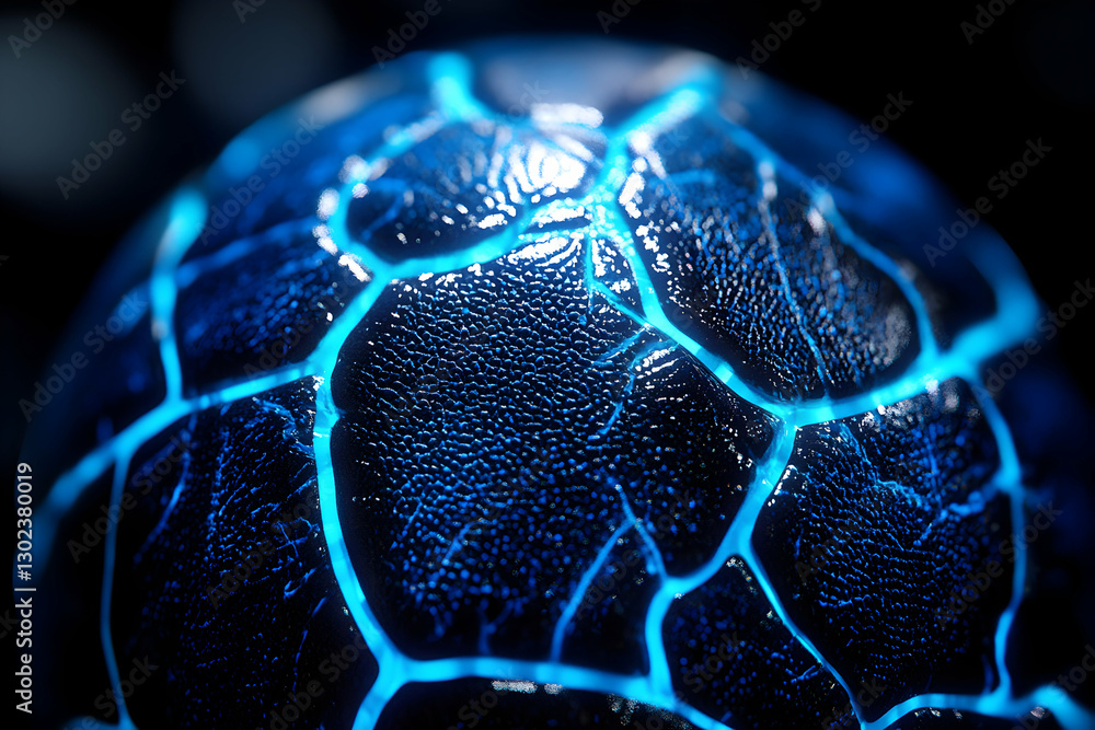 Poster mystical glowing sphere with veins, an abstract macro texture design