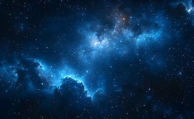 Fototapeta premium Mystic Blue Nebula and Starfield, Cosmic Beauty of the Night Sky