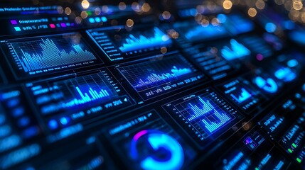 Global Data Analysis Display at Night